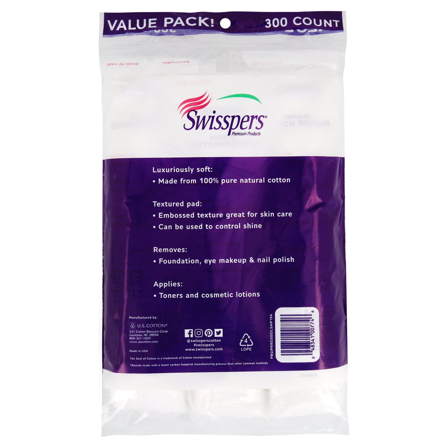 100% Cotton Rounds Value Pack, 300 Count